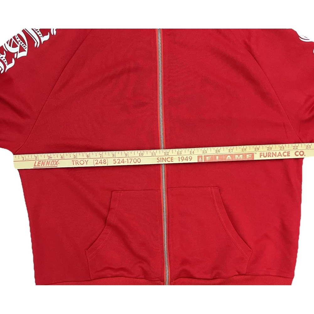 SHEIN EMRG EMRG Jacket Full Zip Hoodie Size L  Graphic Fight Hard Red  White - Picture 7 of 9